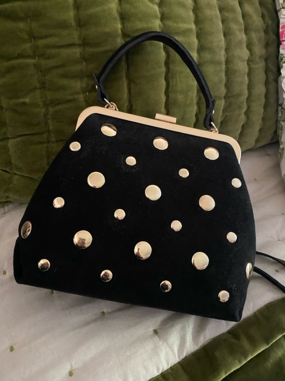 Persaman New York Suede Studded Satchel